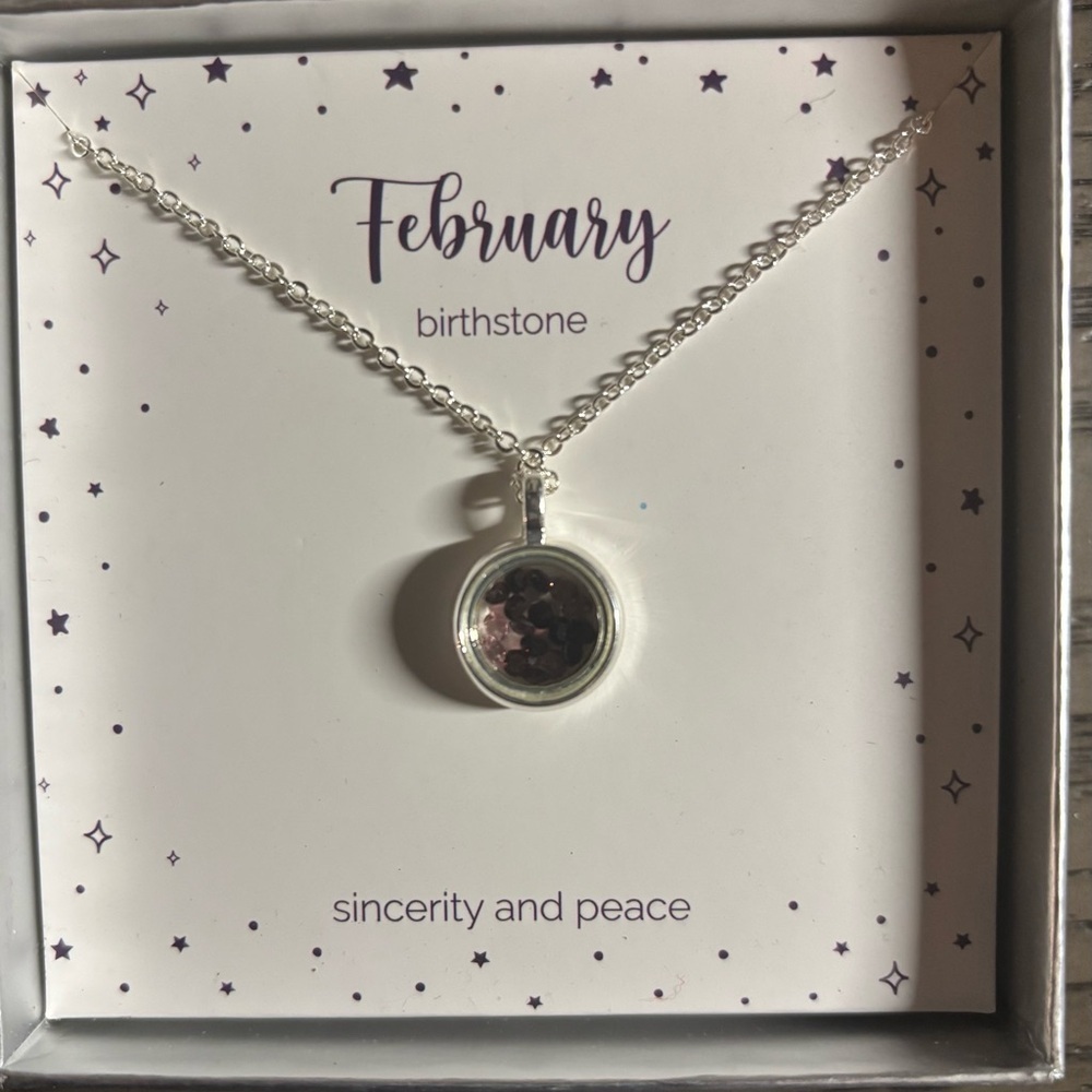 february birthstones necklace with  gift box NWT NEW